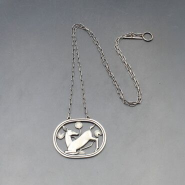 Georg Jensen Sterling Silver Kneeling Deer Pendant