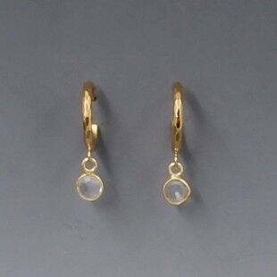 Gold Hoop Clear Quartz Earrings