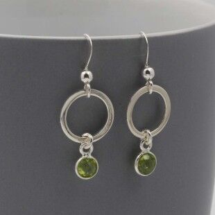 Peridot and Sterling Silver Circle Earrings