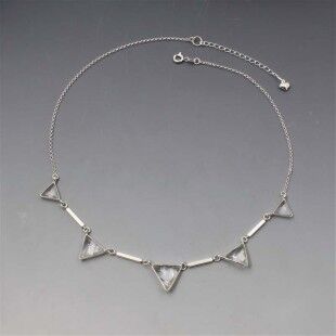 Art Deco Clear Quartz Silver Necklace