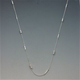 Art Deco Style Silver Bar Long Necklace