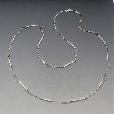 Long Silver Bar Necklace